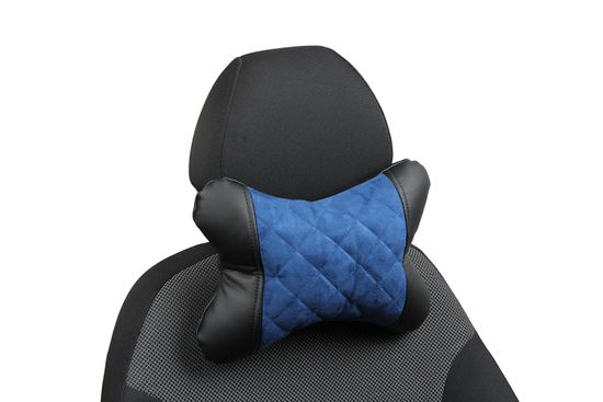 Автомобильная подушка "Косточка" под шею из алькантары "Ромб"