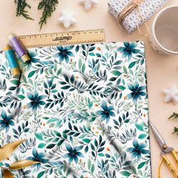 Ткань премиум мембрана цветы, веточки, ягоды