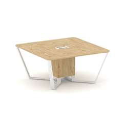 Steel Meet Стол переговорный квадратный KD-PR.B.SP-08 Тиквуд Светлый/Металл Белый 1600*1600*750