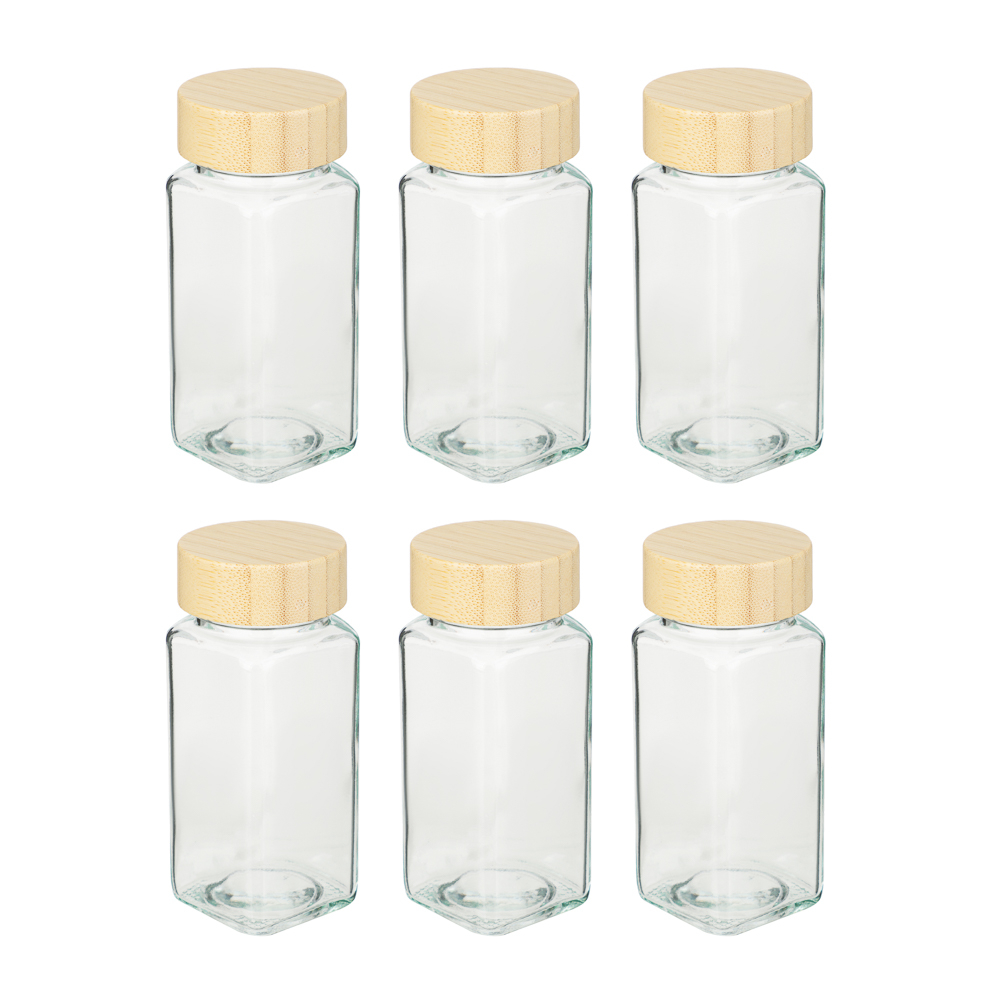 VETTA ЭКО Вуд Набор банок для специй, 6шт., 120мл,стекло, бамбук
