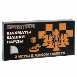 GAEM Игра настольная 3 в 1 (шахматы, шашки, нарды), L34 W17 H4 см