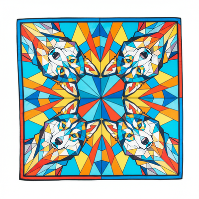 Шейный платок «Хаски (витраж)», 70×70 см