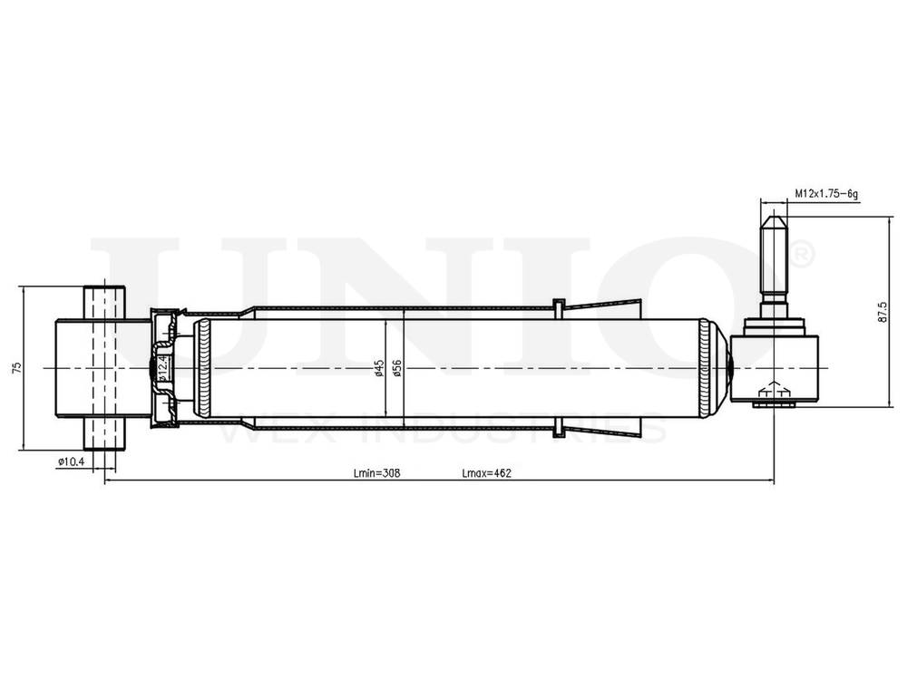 Амортизатор газовый задней подвески UNIO SAB-10730