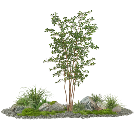 Напольная композиция в стиле сканди с чёрной оливой 210 см, длина 1,8–2 м