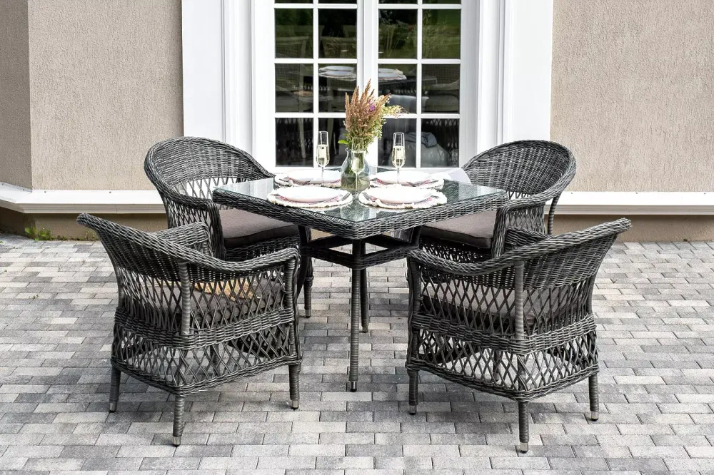 "Сицилия" обеденная группа плетеная, цвет графит