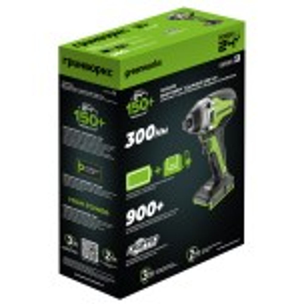 Винтоверт аккумуляторный GREENWORKS GD24ID3 ударный, 24V, АКБ 2Ач и ЗУ 3802807CUA