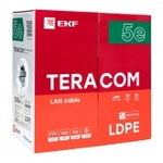Кабель витая пара экранированный F/UTP 4PR cat 5e внешняя оболочка LDPE черная [305м] TERACOM (провод для интернета) TRC-5EFTP-04PE-BK-OUT3