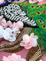 Принт-С12 Ткань с нанесенной авторской схемой Павлин на цветущей сакуре (+инструкция)