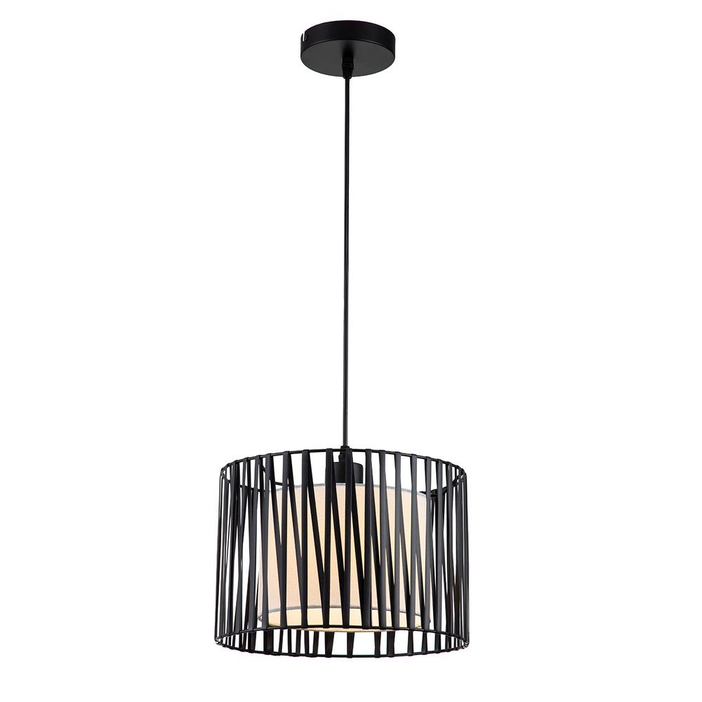 Подвесной светильник 1x60Вт E27,  металл/ткань/пвх, черный