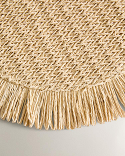 ZARA HOME ПОДСТАВКА ПОД СТОЛОВЫЕ ПРИБОРЫ ИЗ БУМАЖНОЙ ЛОЗЫ С БАХРОМОЙ (2 ШТ.), СВЕТЛО-БЕЖЕВЫЙ