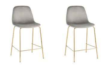 Стул полубарный Валенсия SN, велюр серый, золотые ножки 2 шт