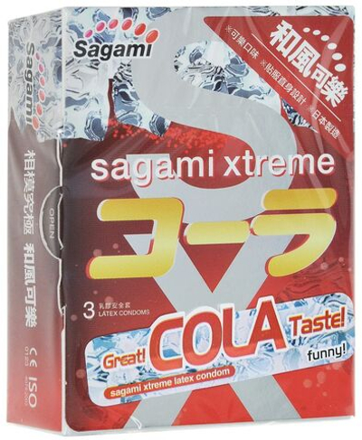 Ароматизированные презервативы Sagami Xtreme Cola - 3 шт. (Цвет: прозрачный)