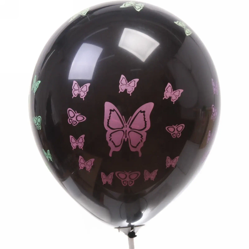 Воздушные шары 25 шт, 12»/25см «Бабочки» , микс