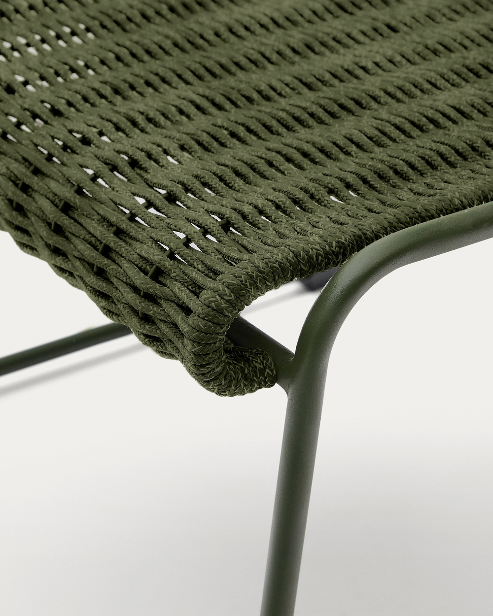 Скамейка для ног Maurina из оцинкованной стали зелёного цвета и зелёного шнура 58 x 52,5 см