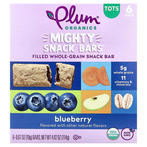 Plum Organics, Mighty Snack Bars®, батончики с голубикой, 6 батончиков по 19 г (0,67 унции)