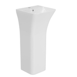 Умывальник-моноблок MONO WAVE 340*340*835 ш*г*в, с хром переливом, белый, прямоуг