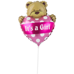 Шар Фольгированный Мишка с сердцем розовым (Ассорти)