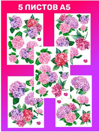 Наклейка цветы гортензии для интерьера, мебели, стен, предметов