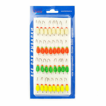 Мормышка фосфорная плавающая Lumicom 107, №4 Long+,ABC (набор 32шт)