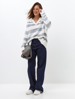 Свитер поло с V-образным вырезом