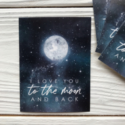 Открытка 8 х 6 см, "До луны и обратно"