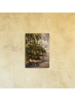 Картина на стекле "Берег в тропиках" Декор для дома, подарок