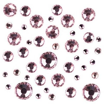 Стразы цветные микс размеров в баночке Lt.Rose