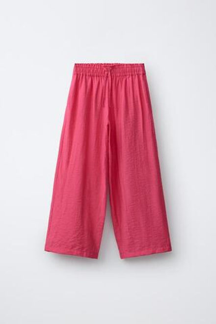 ZARA БРЮКИ WIDE LEG С ЖАТЫМ ЭФФЕКТОМ, ЦВЕТ ФУКСИИ