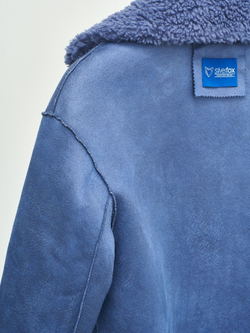 Шуба женская чебурашка тедди экомех, синяя, SilverFox