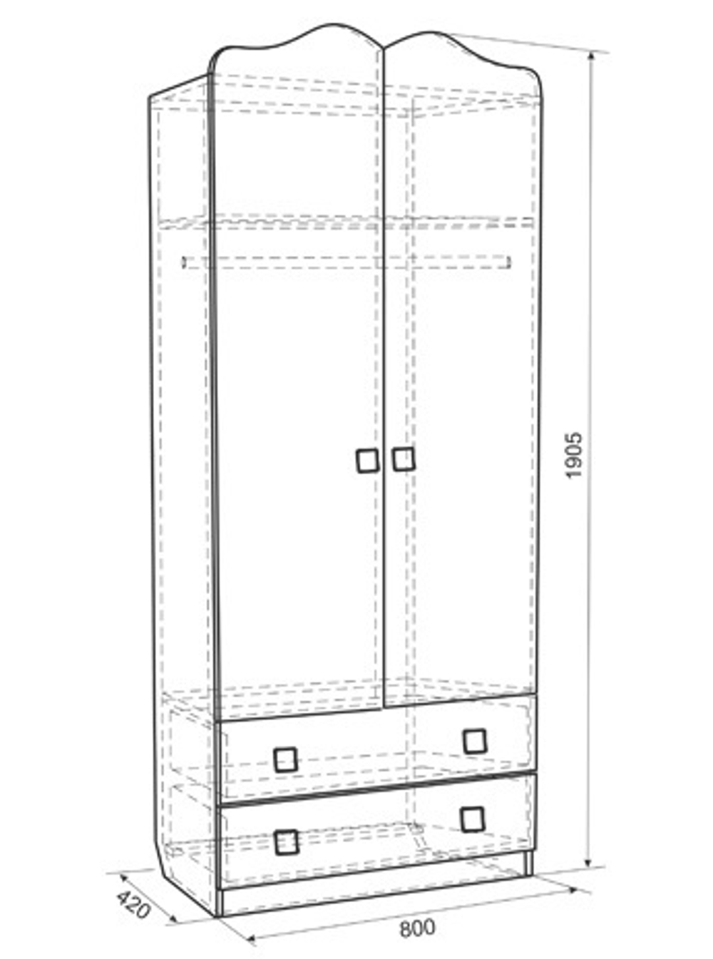 Фэнтези (Mebelson) Шкаф комбинированный (2 двери)