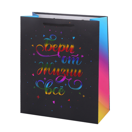 Пакет подарочный "Бери от жизни все" / 26*32*12 см.