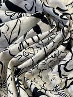 Хлопок Liberty айвори с черным абстрактным цветочным Tana Lawn™ Cotton - Design Nature Art