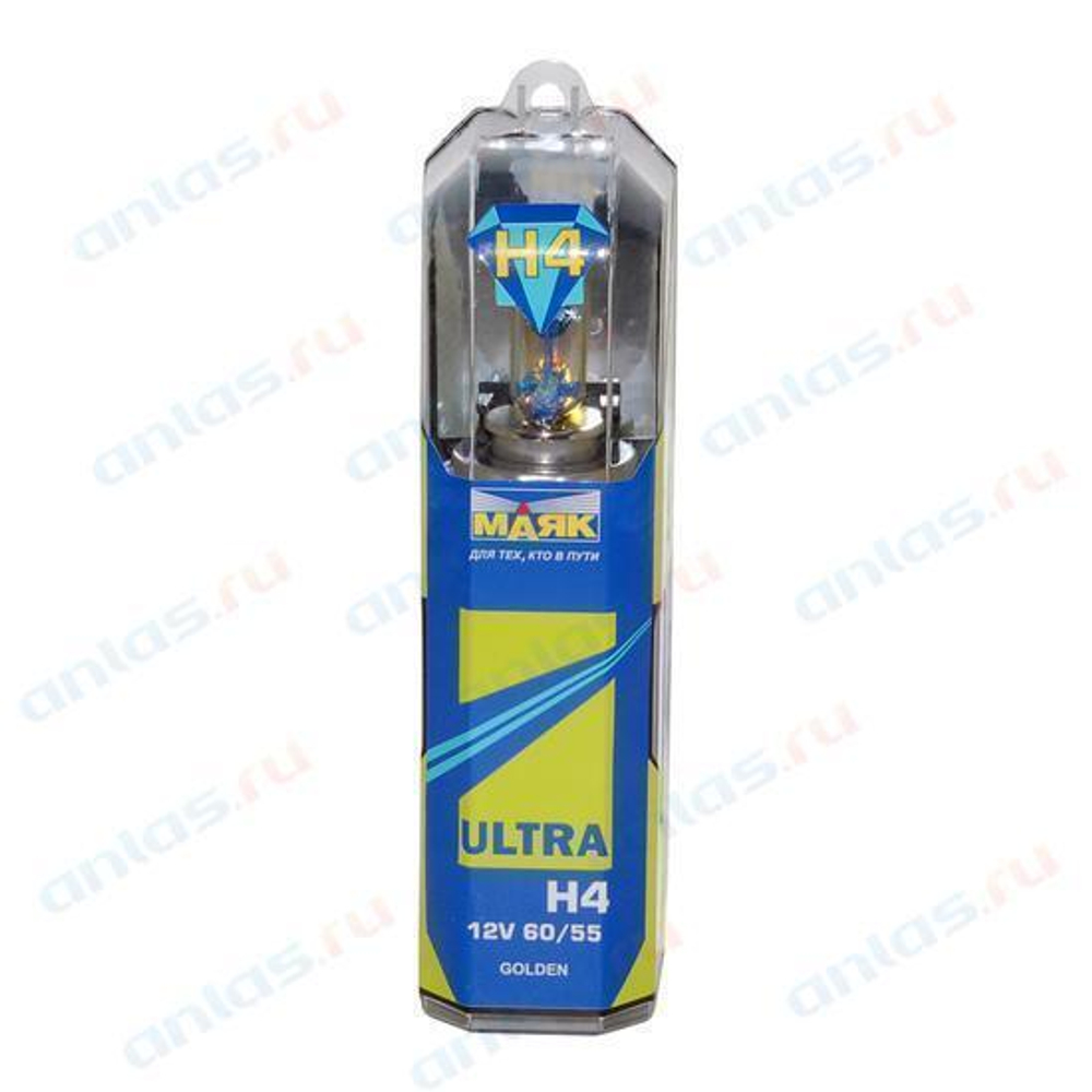 Лампа 12 В H4 60/55 Вт Р43 Ultra Gold +60% 2 шт. Маяк