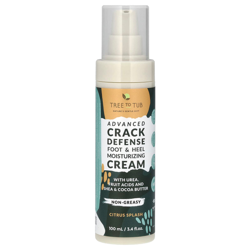 Tree To Tub, Advanced Crack Defense, Foot & Heel Moisturizing Cream, Citrus Splash, 3.4 fl oz (100 ml)