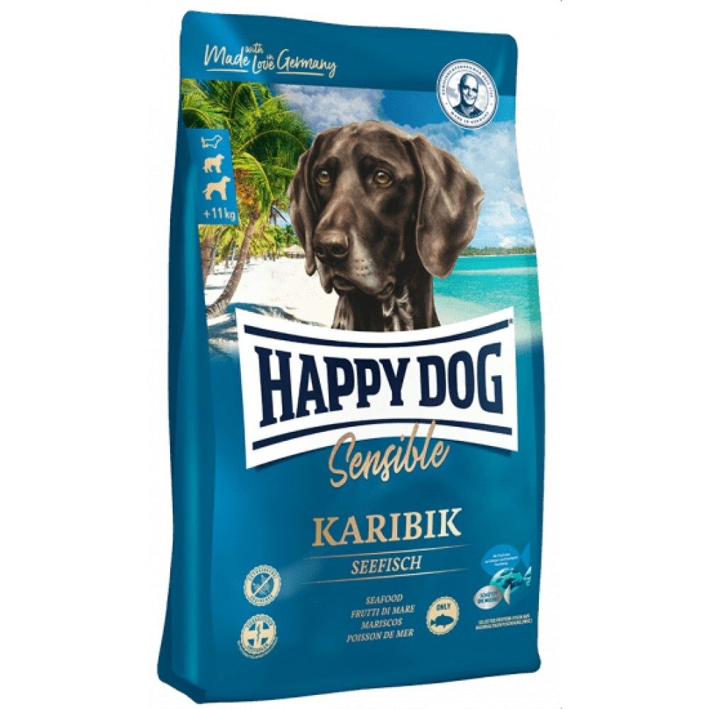 Happy Dog Sensible Karibik - корм для собак с пищевой аллергией и кормовой непереносимостью с морской рыбой и картофелем