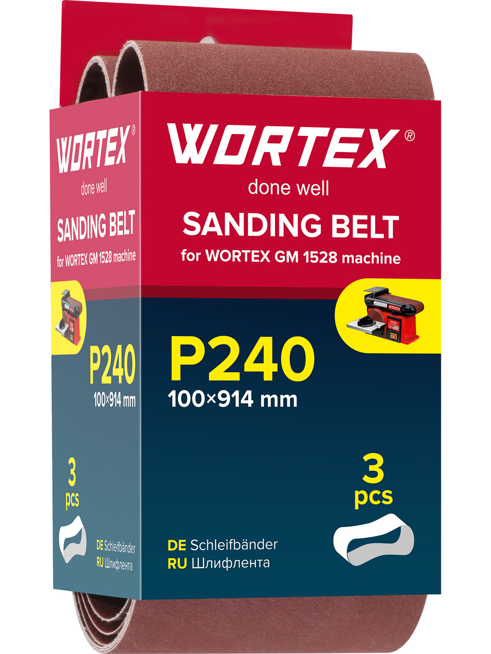 Шлифлента 100x914 мм P240 бесконечная 3 шт. для станка WORTEX GM 1528
