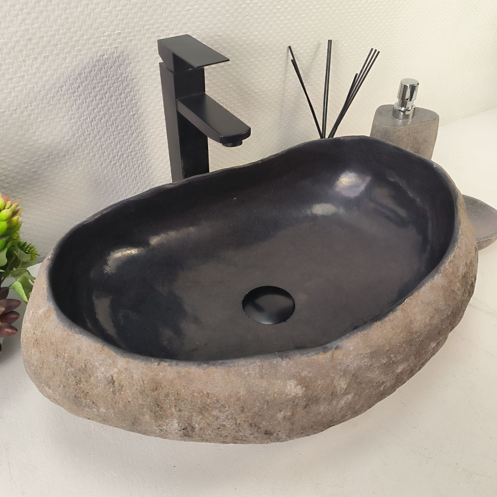 Каменная раковина из речного камня RS-05248 (53*37*18) 0862 из натурального камня