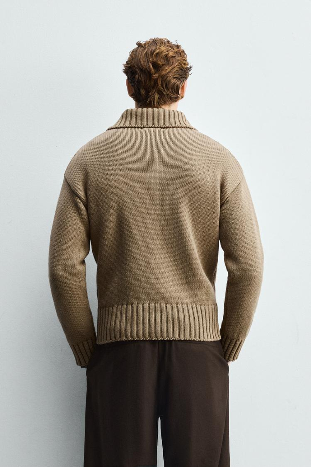 ZARA ВЯЗАНЫЙ КАРДИГАН, РЫЖЕВАТО-КОРИЧНЕВЫЙ