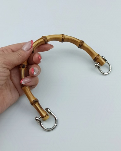Ручка для сумки, бамбук, с полукольцами, 13,5 × 10,5 см, металл серебро