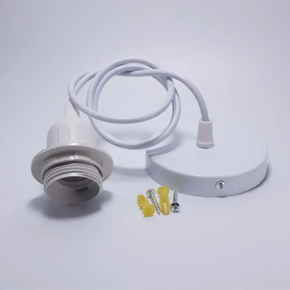 Патрон подвесной Е27 шнур подвес потолочный для светильника и люстры для лампы и абажура декоративный, белый, 60 Вт,1 шт.