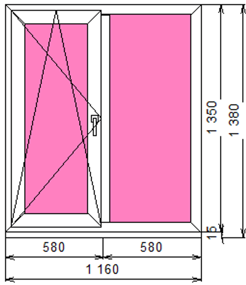 Пластиковое окно 1350 х 1160 ТермА Эко