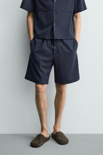 ZARA ТЕХНИЧЕСКИЕ ШОРТЫ RELAXED FIT, СИНИЙ