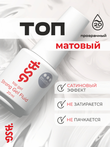 BSG Завершающий топ для ногтей Strong Matte матовый, прозрачный (20 мл)