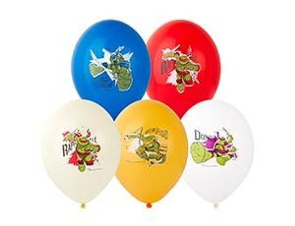 Шар (14"/36 см) Черепашки-Ниндзя 3цв 25 шт.