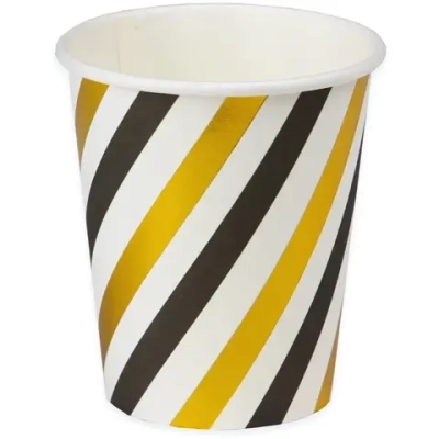 Набор бумажных стаканов «Полосы» с золотым тиснением, 250 мл,6 шт, еврослот