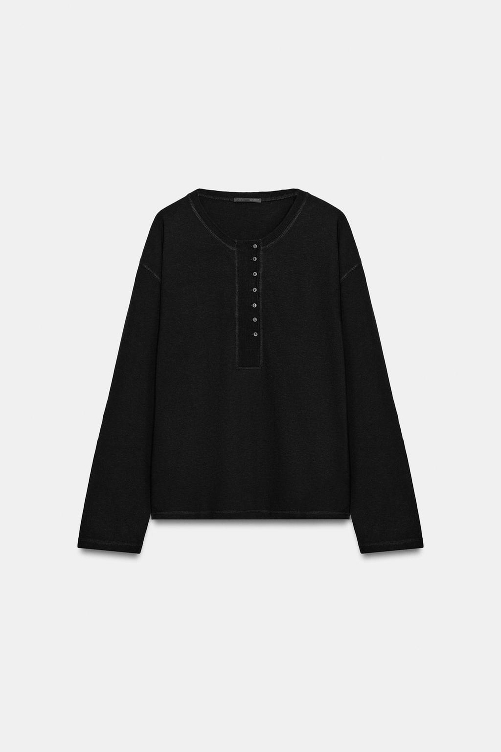 ZARA ЛОНГСЛИВ С ЛЬНЯНОЙ СМЕСЬЮ, ЧЕРНЫЙ