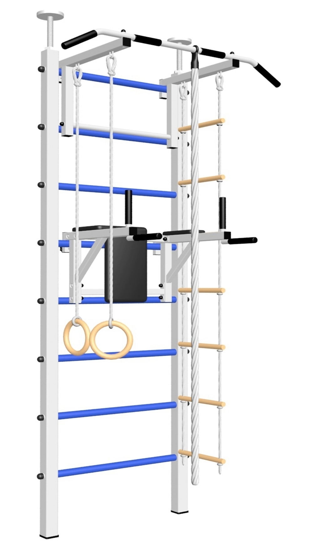 Шведская стенка Sv Sport враспор (Турник стандарт/Брусья/Канат/Кольца/Лестница)