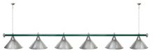 Лампа STARTBILLIARDS 6 пл. (плафоны антик медь,штанга голубая,фурнитура золото)