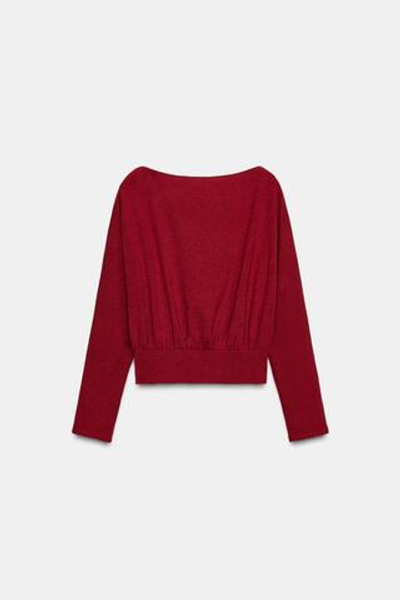 ZARA МЯГКИЙ СВИТЕР С ДЛИННЫМИ РУКАВАМИ, ТЕМНО-РОЗОВЫЙ