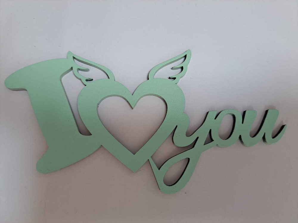 Топпер деревянный "I love you" мятный